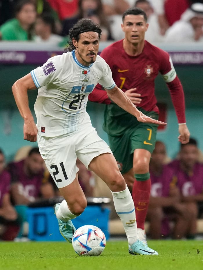 Uruguay’s Edinson Cavani and Portugal’s Cristiano Ronaldo